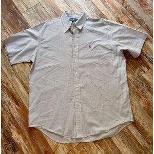 Polo Ralph Lauren Blake Men's L Seersucker Stripe Short Sleeve Purple Pony